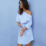 MOARCHO One Shoulder Mini Casual Beach Dress