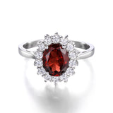 Jewelry Palace Princess Diana 3.4ct Natural Red Garnet Ring 925 Sterling Silver