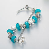 VIOVIA Blue Acrylic Sea Turtles Metal Beads Bracelet Handmade Jewelry