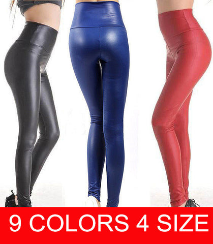 High Waist Skinny Faux Leather Pants. Plus Sizes
