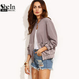 SheIn Women's Casual Jacket Block Pocket Long Sleeve