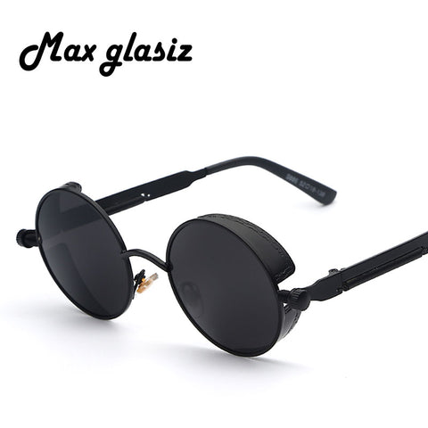 Max Glasiz Mirror Lens Round Unisex Steampunk Sunglasses 