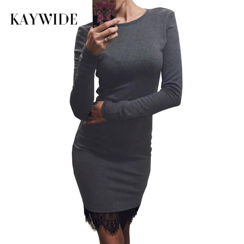 Kaywide Casual Bodycon Lace Patchwork Party Dress With Tassel  Plus Size