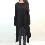 Long Sleeve O Neck Knitted Sweater Dress. Plus Sizes.