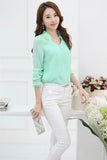 Spring Women's Profession Long-sleeved  Solid Chiffon Blouse Shirts