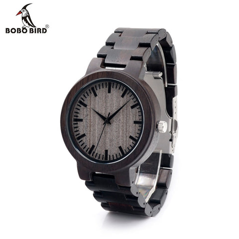 BOBOBIRD Men's Ebony Wooden Luxury Quartz Wristwatch