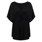 Loose V-Neck Blouse With Batwing Sleeves. Plus Sizes Available.