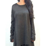 Long Sleeve O Neck Knitted Sweater Dress. Plus Sizes.