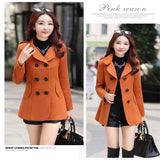 Double Breasted Turn-Down Collar Wool Coat