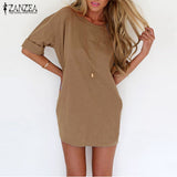 ZANZEA Sexy Short Sleeve Mini Dress. Plus Sizes Available.