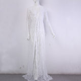 ArtSu Floor-Length Lace See Through Dress. Plus Sizes Available