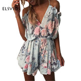 ELSVIOS Printed Lace Rompers Short Pleated