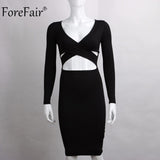 ForeFair Elegant Long Sleeve Midi Bodycon Dress