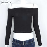 Gagalook Long Sleeve Off Shoulder Sexy Blouse