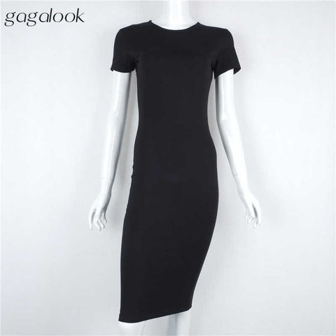 Gagalook Long Sleeve Black Midi Bodycon Dress