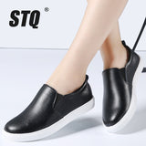 STQ Women Leather Ballet Flat Slip On Loafer