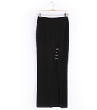 Women Sexy Black Long Maxi Skirt Hook Side Split