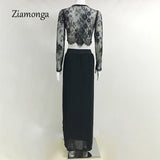 Ziamonga 2 Piece Black Lace Chiffon Beach Dress