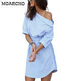 MOARCHO One Shoulder Mini Casual Beach Dress