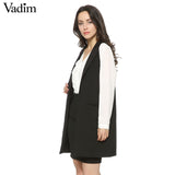 Vadim Women Long Sleeveless Vest Pocket Coat Outwear