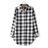 Long Single Breasted Plaid Cotton Shirt. 19 Colors Available.