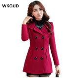 Double Breasted Turn-Down Collar Wool Coat 