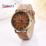 SENORS Women Wood Grain Quartz Wristwatch