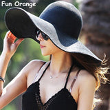 Women's Foldable Wide Large Brim Beach Straw Beach Sun Hat