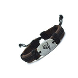 Jiayiqi Unisex Peace Turtles Genuine Leather Cuff Braided Bracelet & Bangles