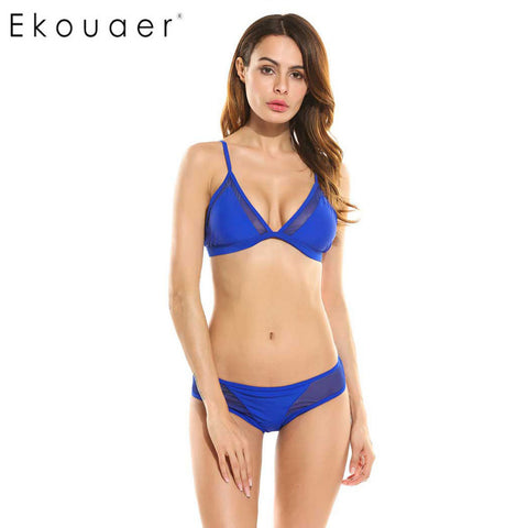 Ekouaer Women Bikini Set Low Waist