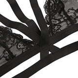 Black Choker Lace Bra and Bralette Panty Set. Plus Sizes Available.