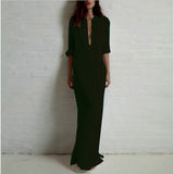 Long Sleeve Deep V Neck Maxi Dress. Plus Sizes Available.