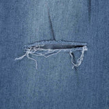 High Waist Blue Ripped Denim Jeans